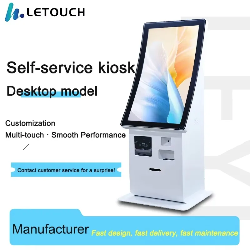 23.6 Inch Curved Touch Screen Indoor Kiosk Windows Interactive Self-Service Payment Ordering Machine Restaurants SDK Function