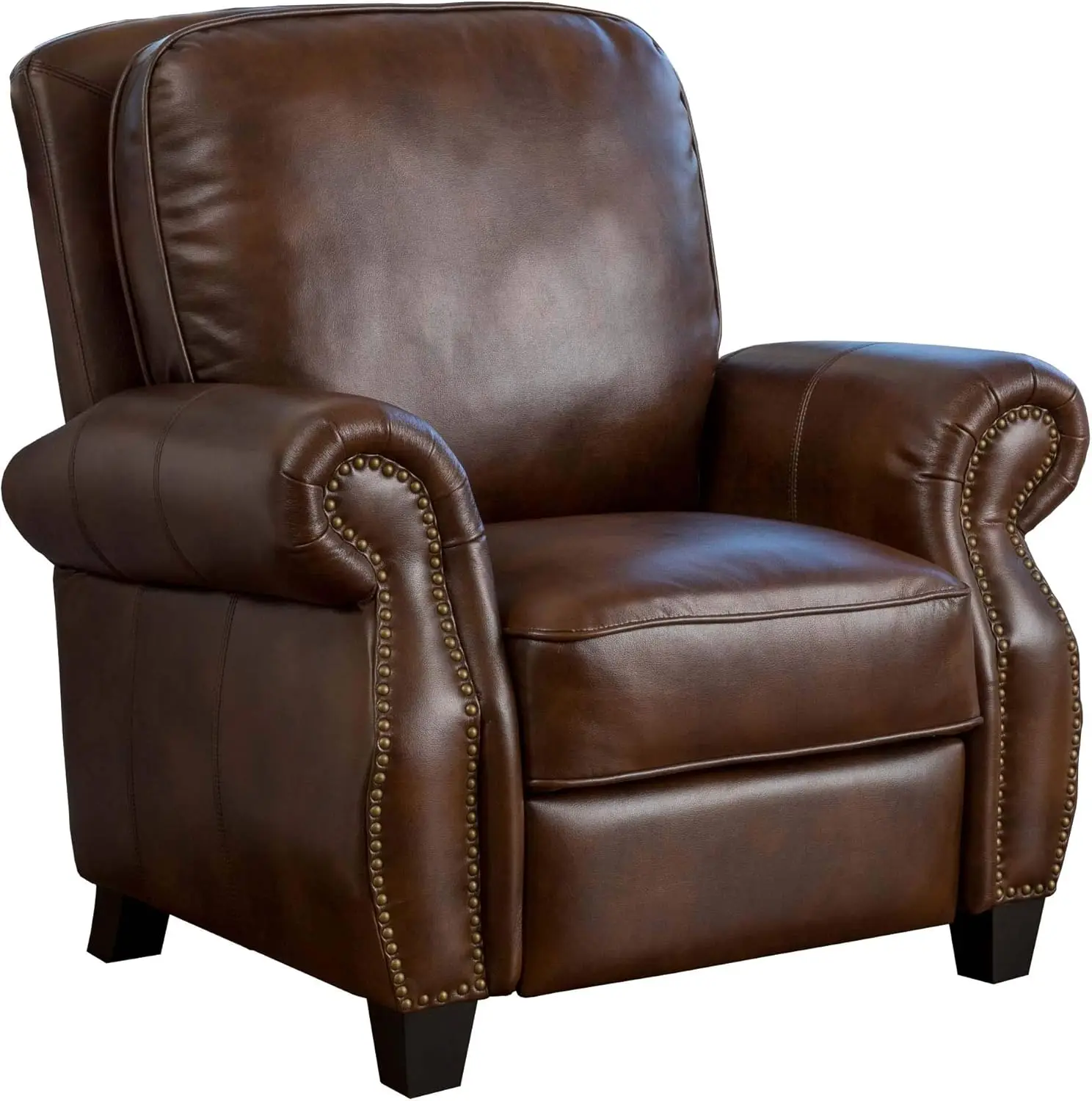 Neville PU Push Back Recliner, 2-Tone Brown 36.25D x 38.75W x 41.5H in