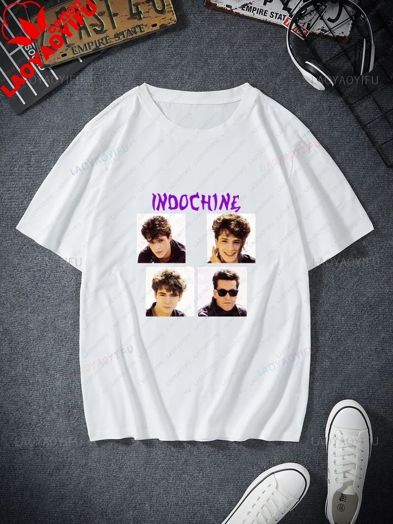 French Band Indochine Classic Poster Print Fashion T-shirt, Unisex Casual Shirt, Spring/summer Quality Cotton Round Neck T-shirt
