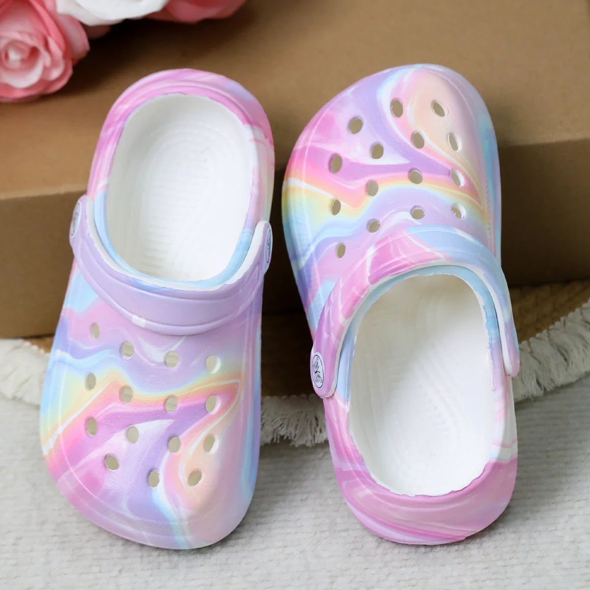 Kids Slip-On Clogs and Mules - Breathable, Waterproof, EVA Garden Shoes with Decorative Chain for Beach and Everyday Wear 168