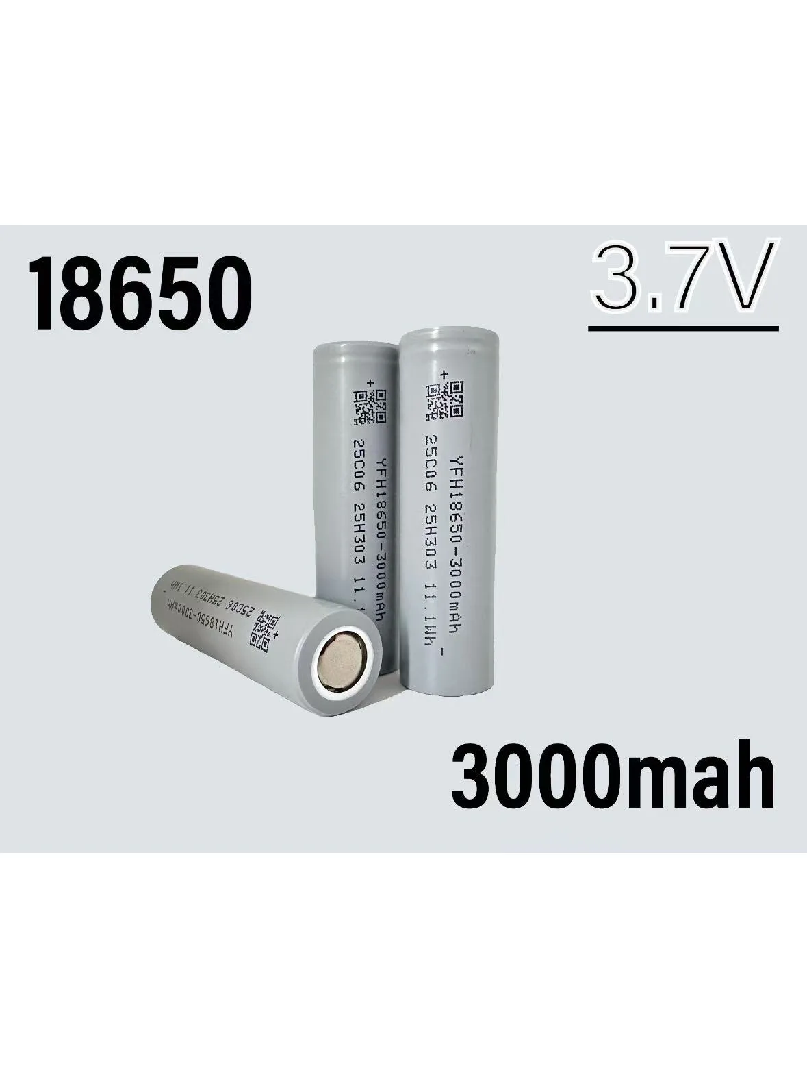 YFH 18650 3000mah 3.7V Lithium Battery Is Suitable for Toy Flashlights and Tool Batteries. It Can Be Equipped With +Pieces +Wire