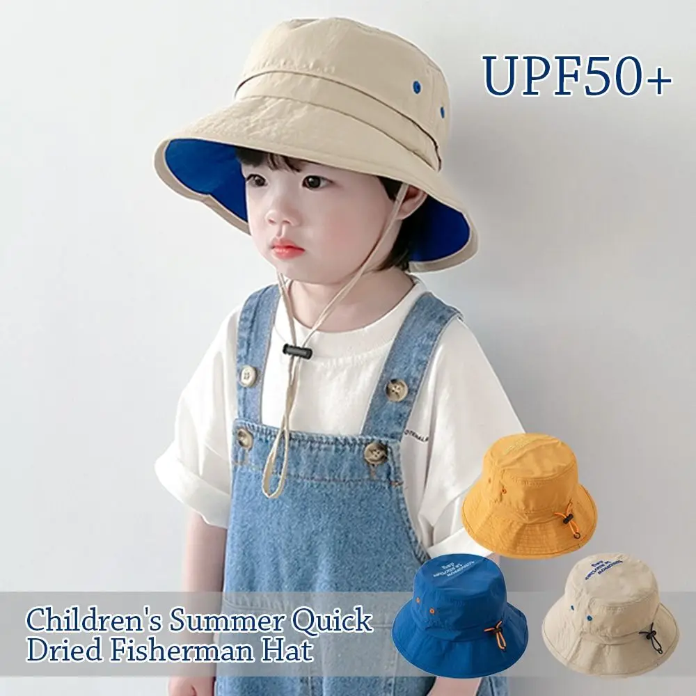 Summer Quick-Dry Kids Bucket Hat UV Protection Cute Panama Hat Breathable Summer Outdoor Beach Cap Infant Girls Boys Hat