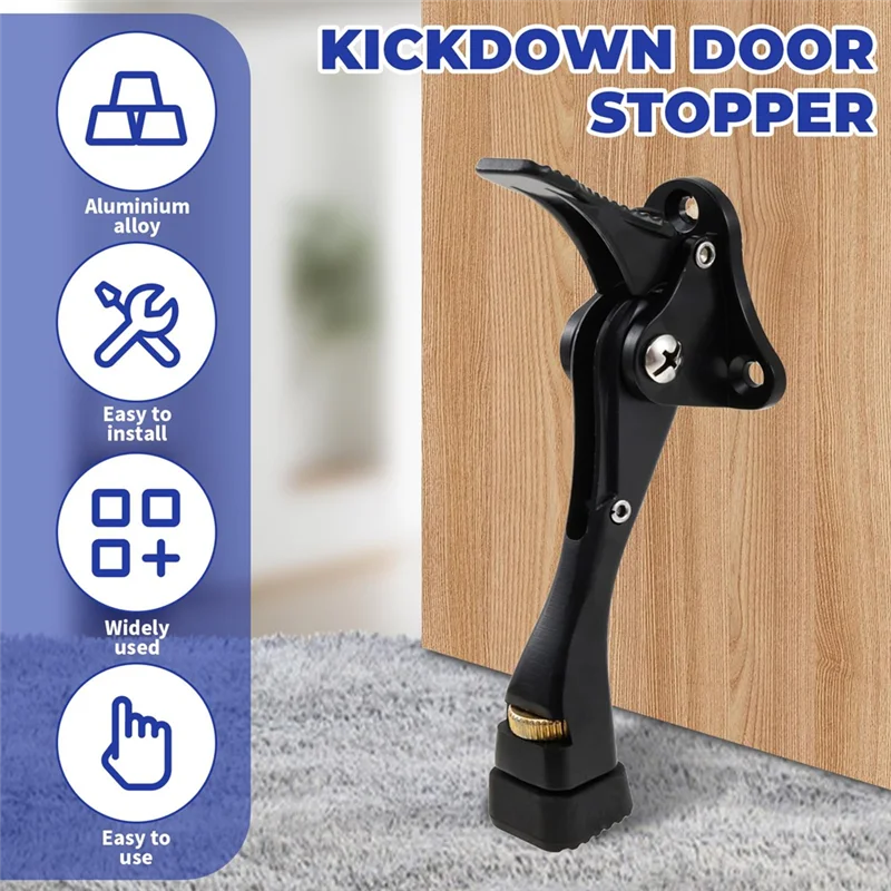 ABJO-4Pcs سدادات باب Kickdown 4 بوصة لمسة واحدة قابلة للتعديل ارتفاع توقف الباب لأسفل الباب، سدادات الباب