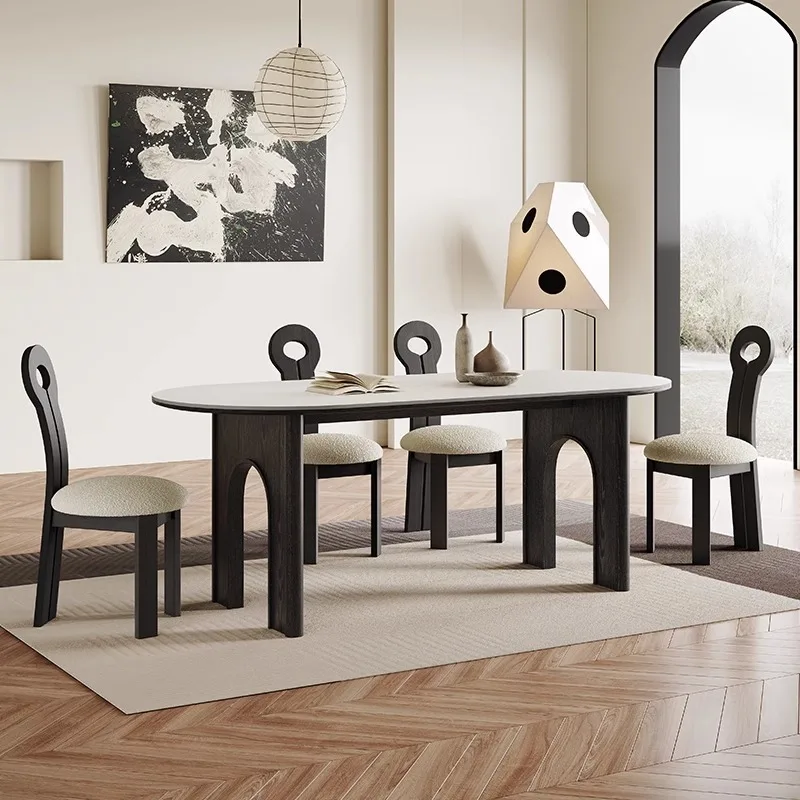

Retro solid wood designer dining table, rectangular French medieval dining table