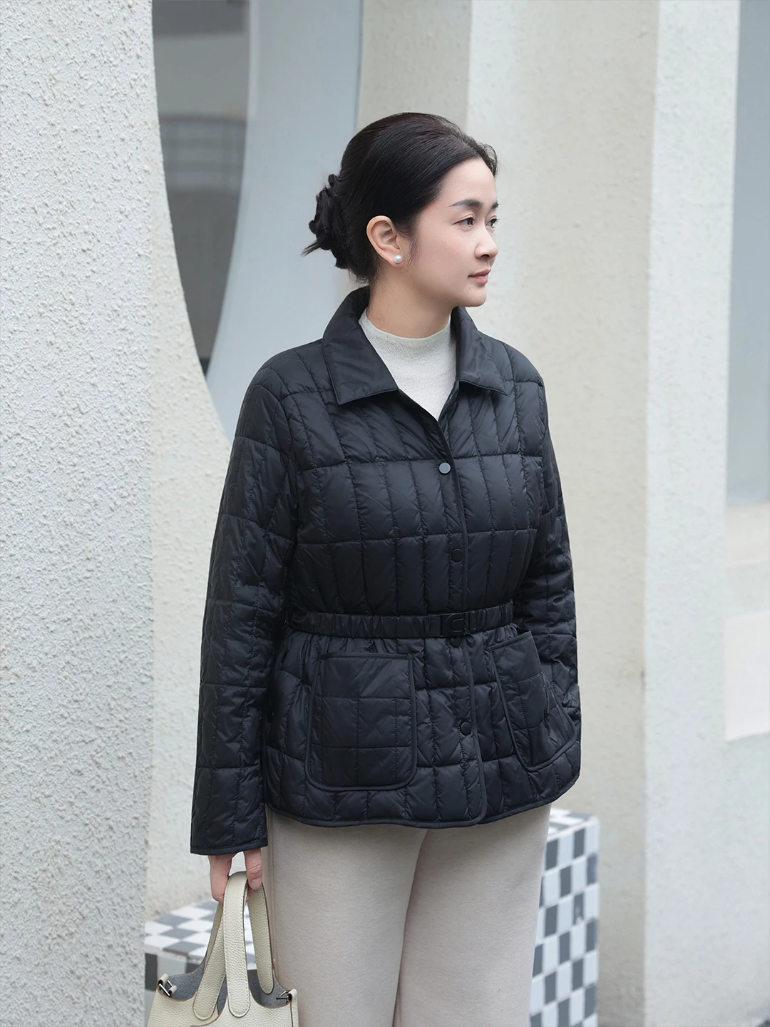 

Женское пальто Bla 95 из гусиного пуха и хлопка, осенне-зимнее, с воротником-стойкой, приталенное, простое, с длинными рукавами