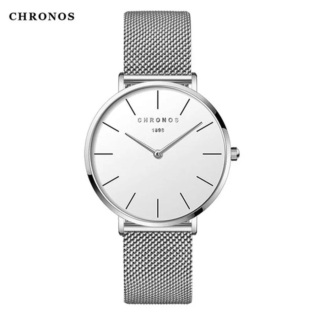 CHRONOS Women Watch Ladies Luxury Simple WristWatches Stainless Steel Mesh Strap Band Japan Quartz Movement Clock CH33