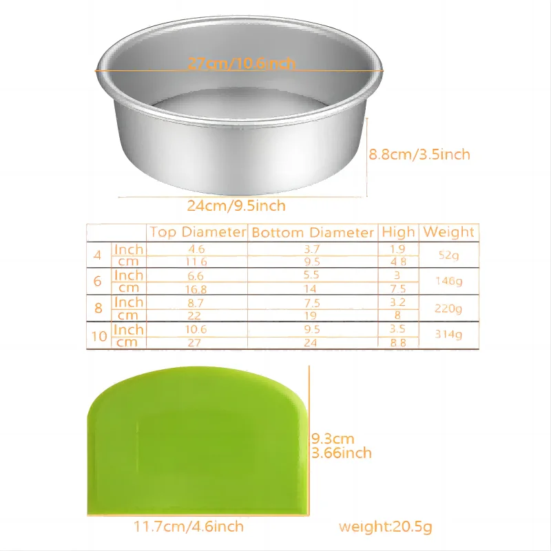 4/6/8/10 Cal zdejmowane dno aluminiowe okrągła blacha do ciasta blacha do pieczenia warstwy formy do ciasta narzędzia kuchenne z sernika 10110