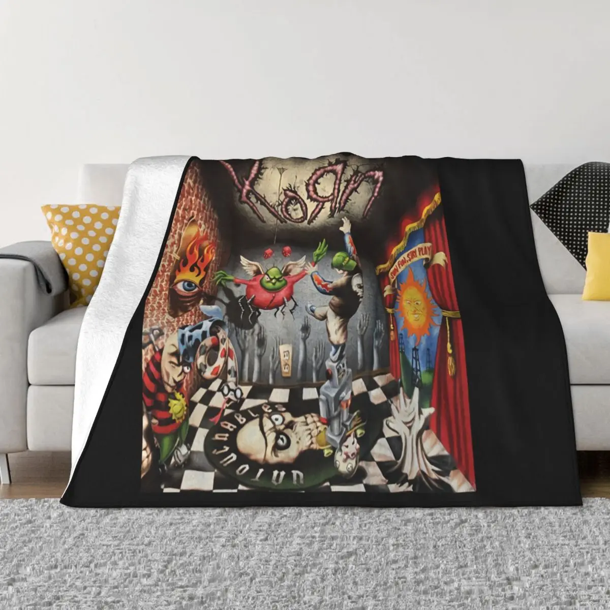 Vintage 2002 Giant Korn Untouchables Xl Retro Nu Metal Graphic Band High Quality Original Sale Women Throw Blanket