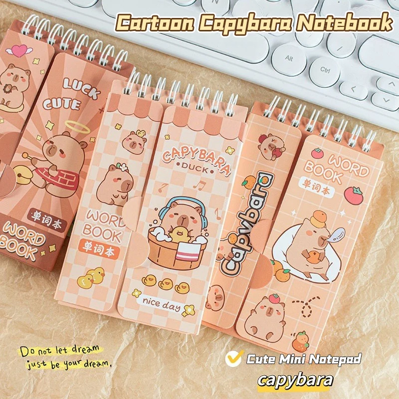 Cahier de dessin animé Capybara, mini bloc-notes mignon, livre de poche portable, cadeaux pour étudiants, fournitures scolaires et de bureau, mode, 1 pièce