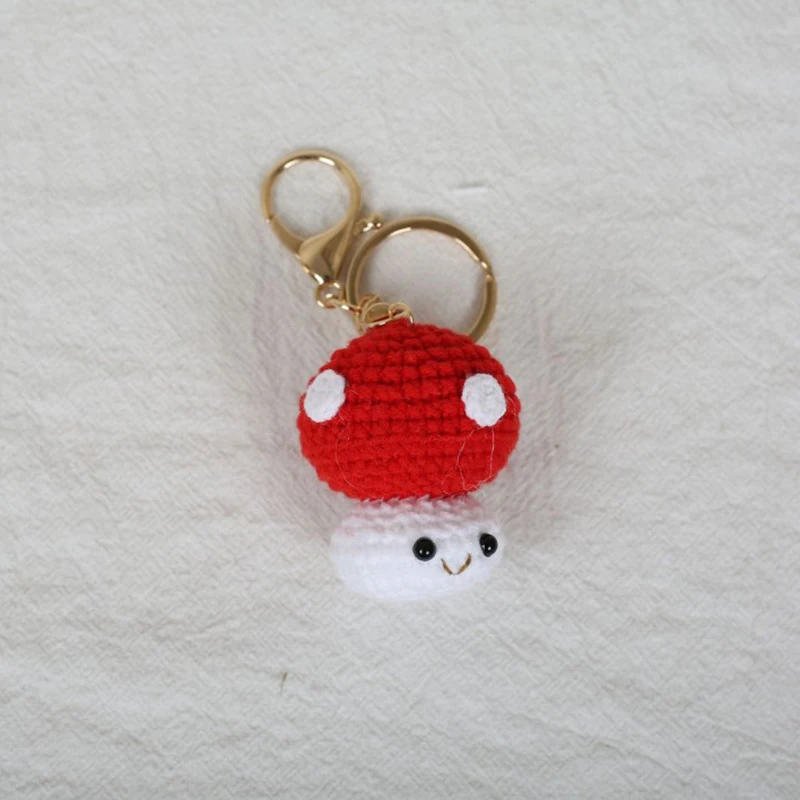 

Cute Mushroom Keychain Handmaking Mini Mushroom Doll Crochet Keyrings Creative Cartoon Vegetable Doll Knitting Keychains Gifts