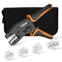 HS-30J Multifunctional Ratchet Connectors Crimping Tool Kit,Wire Crimping Pliers with 4 Different Jaws,0.5-6mm ² Hand Tools