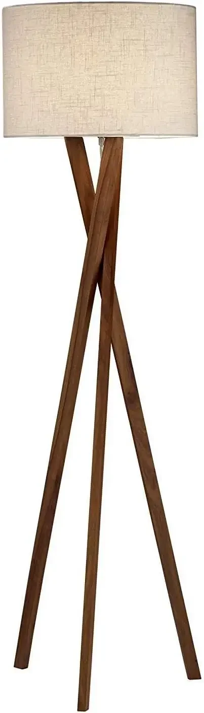 مصباح أرضي بروكلين، 63 بوصة، 150 وات، متوهج/مساوي. CFL، خشب الجوز، 1