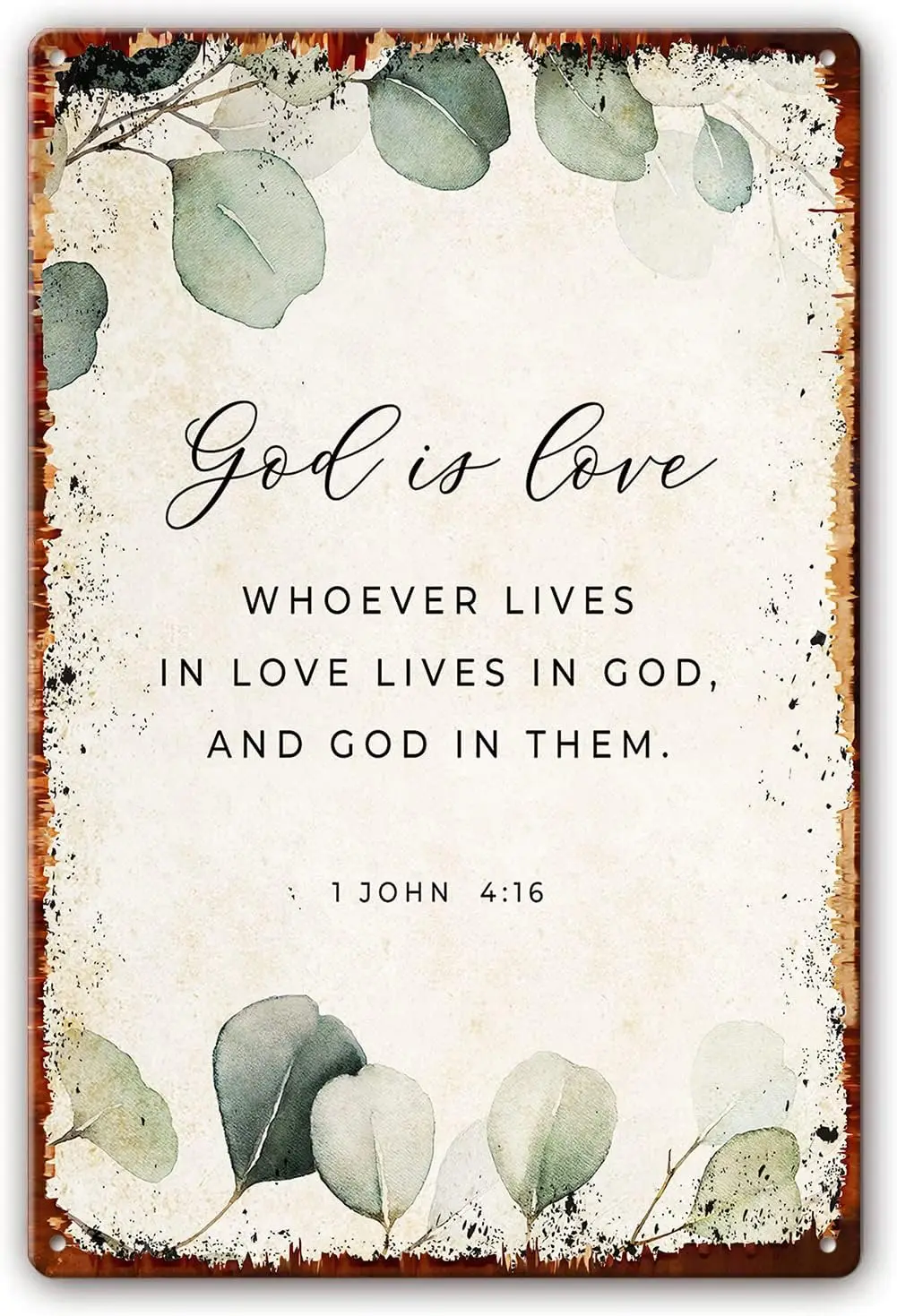 John 4 16 Metal Tin Sign God Is Love Bible Verse Wall Art Paintings Print Pictures Wall Decor for Dining Room Picture Decoration