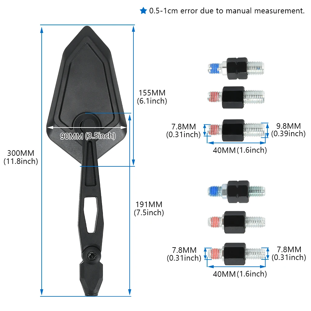 Durable Motorcycle Rearview Mirror Kit For Spiegel Paar Honda Yamaha Kawasaki Maverick Booster M10 Enduro KTM Suzuki Black image 6