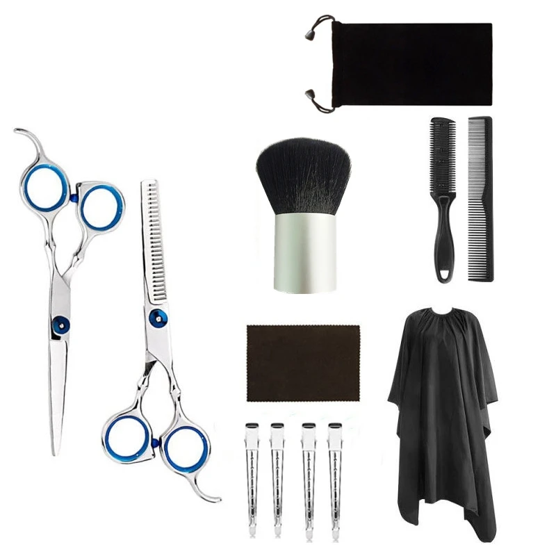 Professional Hair Scissors Set, Hair Cutting Shears, Thinning Shears, Hair Razor Comb, Comb, Clips for Home