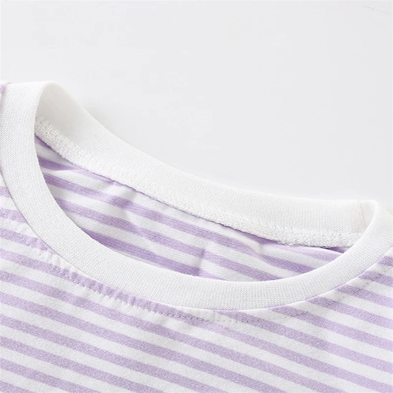 Striped 2-7T Rainbow Applique Summer Girls T Shirts Short Sleeve Kids Tees Tops  Baby Costume Children\'s Clothes Shirts