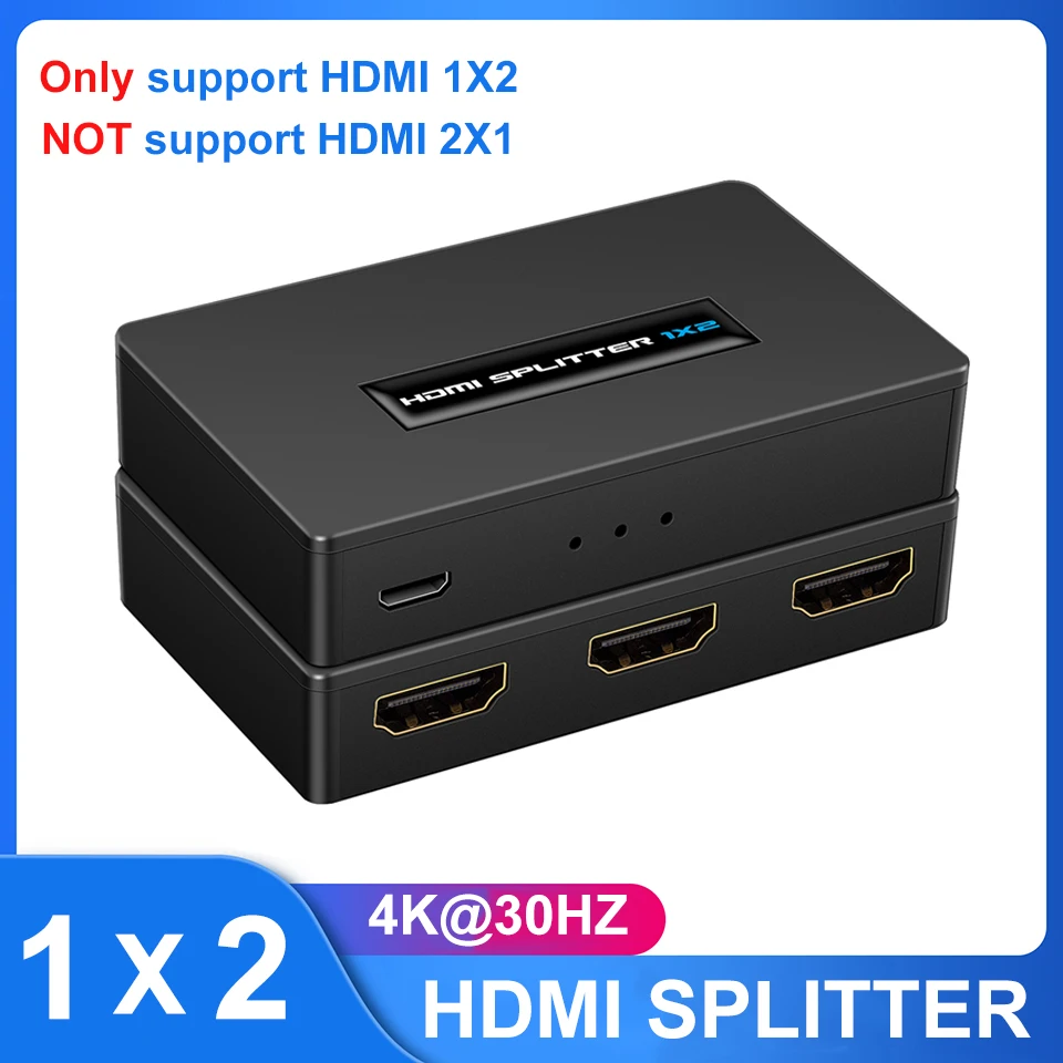 Hdmiスプリッタ2で1アウトhdmi配布1 × 2サポート4K30hz 1080 1080p 3D hdmiオーディオビデオテレビボックス、hdtv、dvd用