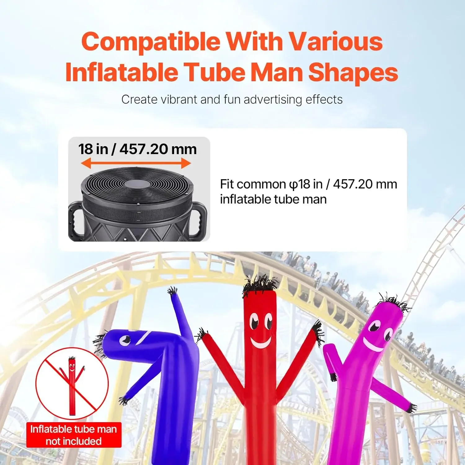 Inflatable Tube Man Blower, 1 HP Blower for Wacky Waving Inflatable Tube Guy, PP Shell, IPX3 Waterproof