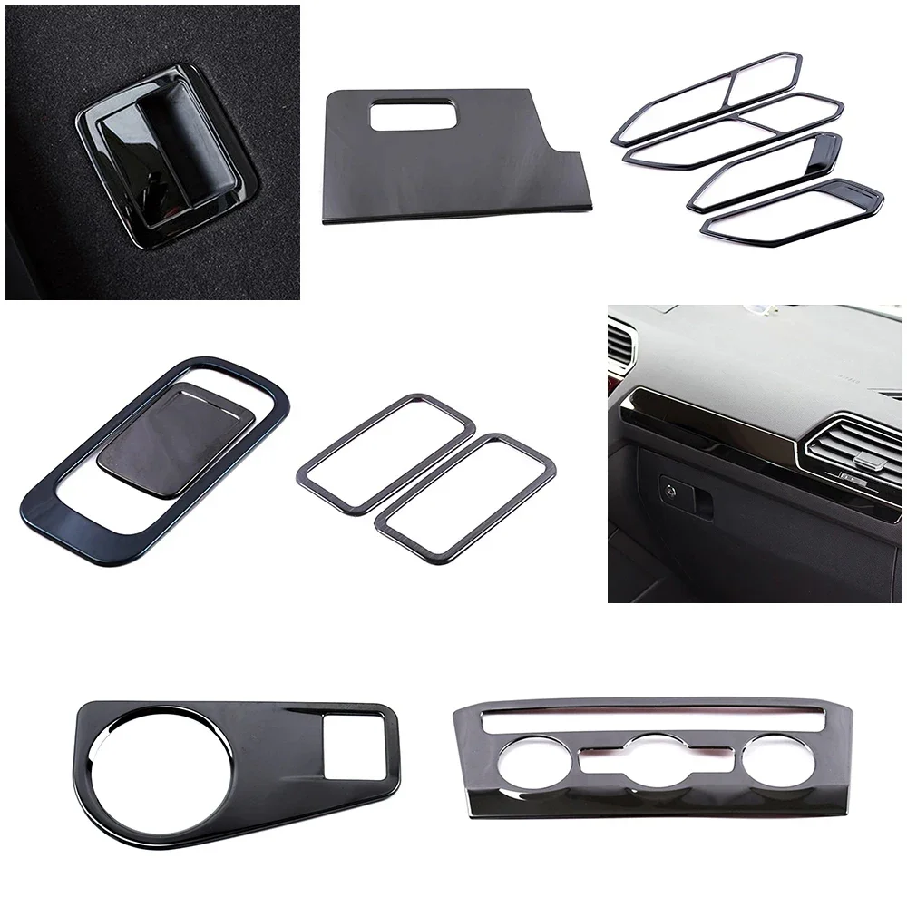 For Volkswagen VW Tiguan MK2 2017-2019 Central Console Headlight Window Lift Glove Storage Box Switch Frame Trim Black Sticker