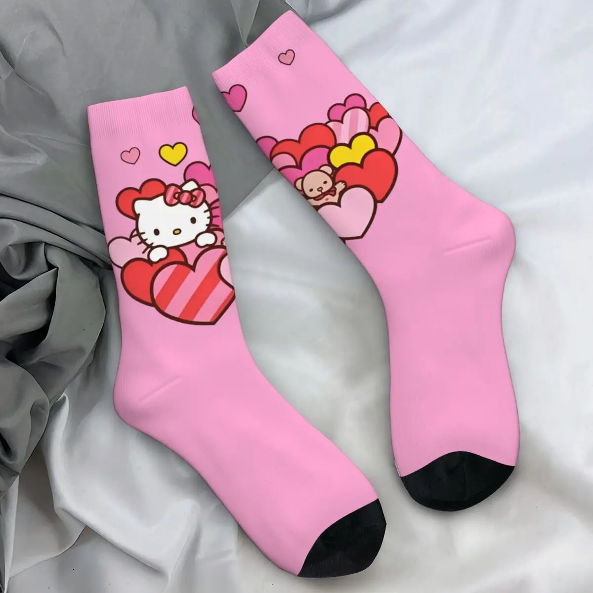 Chaussettes Hello Kitty pour hommes, chaussettes graphiques modernes, chaussettes coordonnantes, chaussettes de cyclisme unisexes, chaussettes douces pour l'hiver