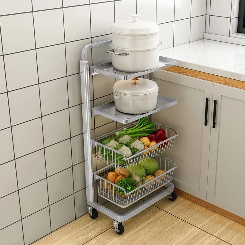 High-end kitchen vegetable rack Floor-to-ceiling multi-layer household thickened stainless steel Vegetable