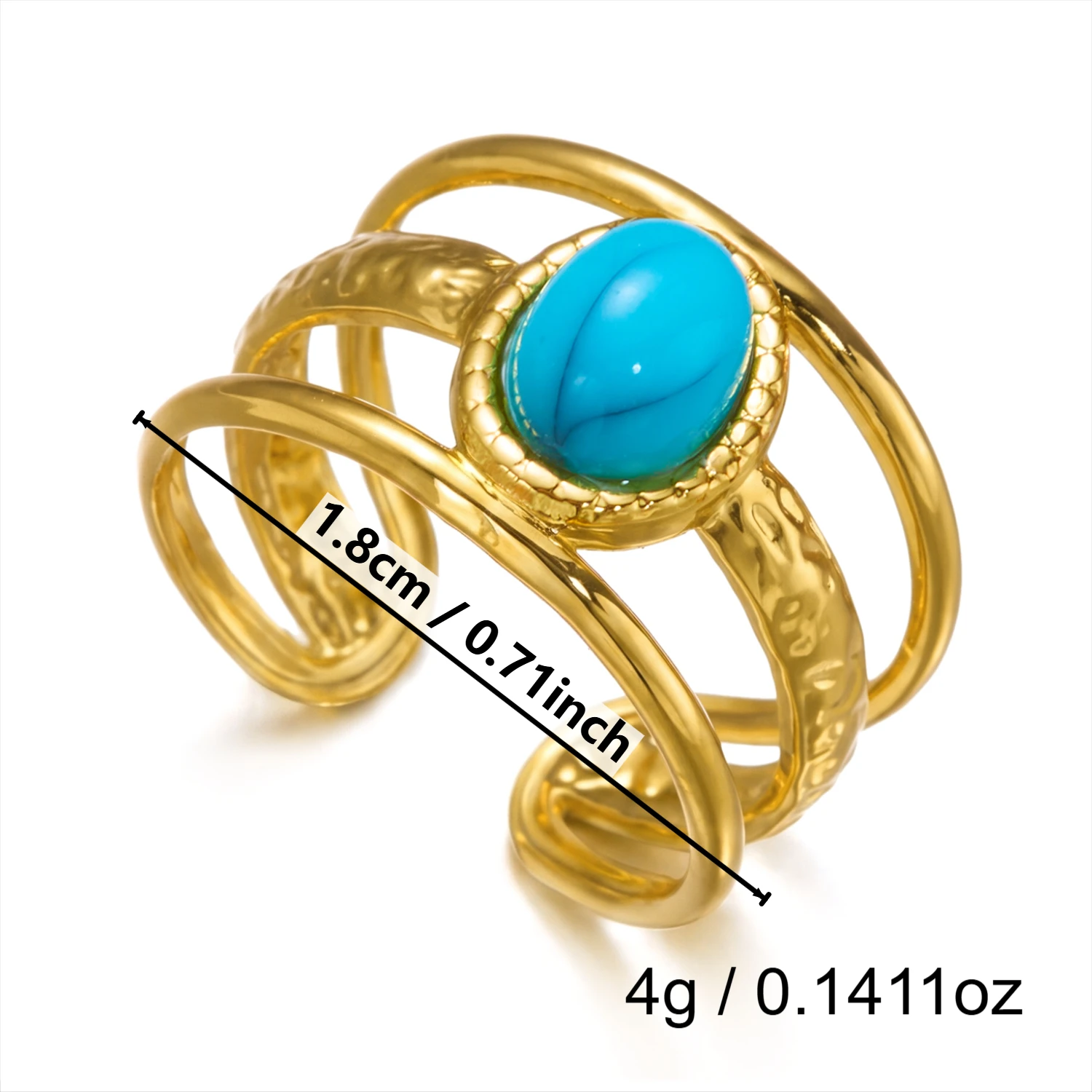 Vintage Mehrschichtige Edelstahlringe für Frauen Eleganter Vergoldeter Verstellbarer Ethnischer Statement-Ring Party-Schmuck Geschenk – Detail 3