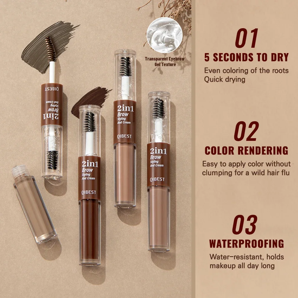 กันน้ําโปร่งใสเจล Eyebrow ครีมแต่งหน้าติดทนนาน Double Ended Black Eye Brow Tint Enhancers เครื่องสําอาง