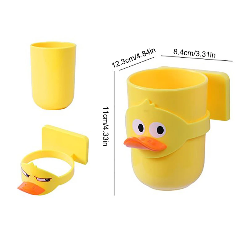 Taza de cepillo de dientes de pato amarillo 3 en 1, vasos portátiles para lavar la boca, soporte de plástico para cepillo de dientes para Hotel y hogar, accesorios de baño