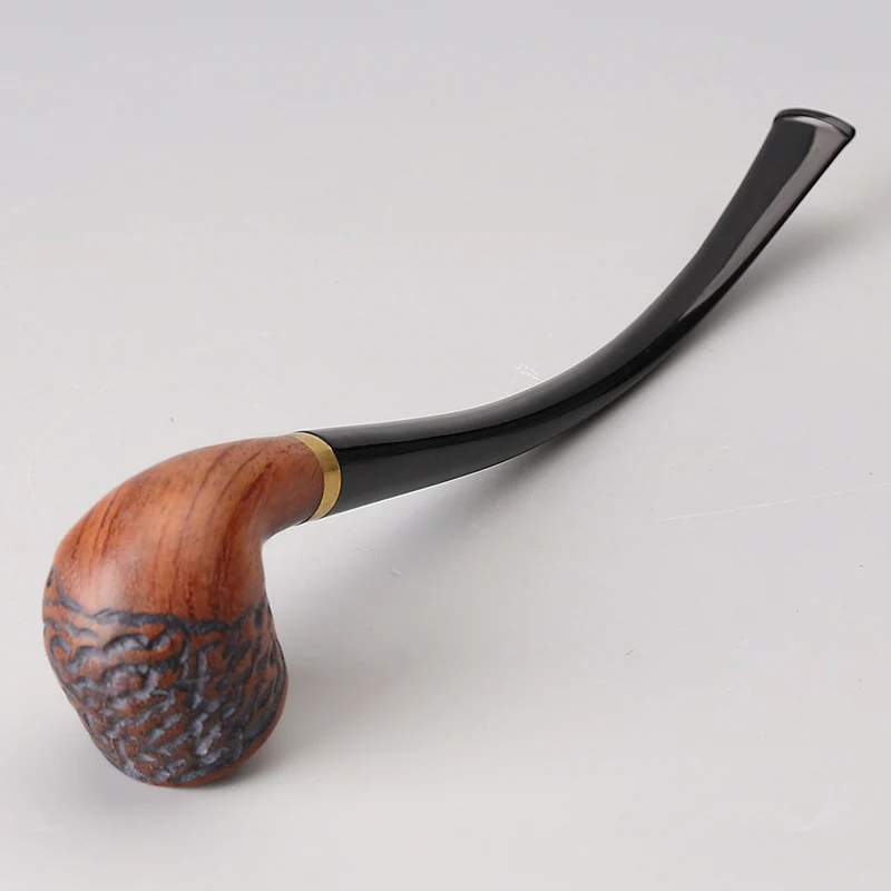 MUXIANG-Rosewood Enchased Tobacco Pipe, 3mm Filter, Long Handle, Reading Stem, Churchwarden Smoking Pipe with 10 Tool Kit,