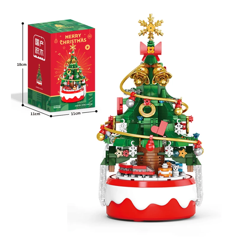 

Christmas Tree Building Blocks Santa Claus Music Box Model Micro Building Block DIY Bricks Toys Boys Kids 6 Years Old And Above