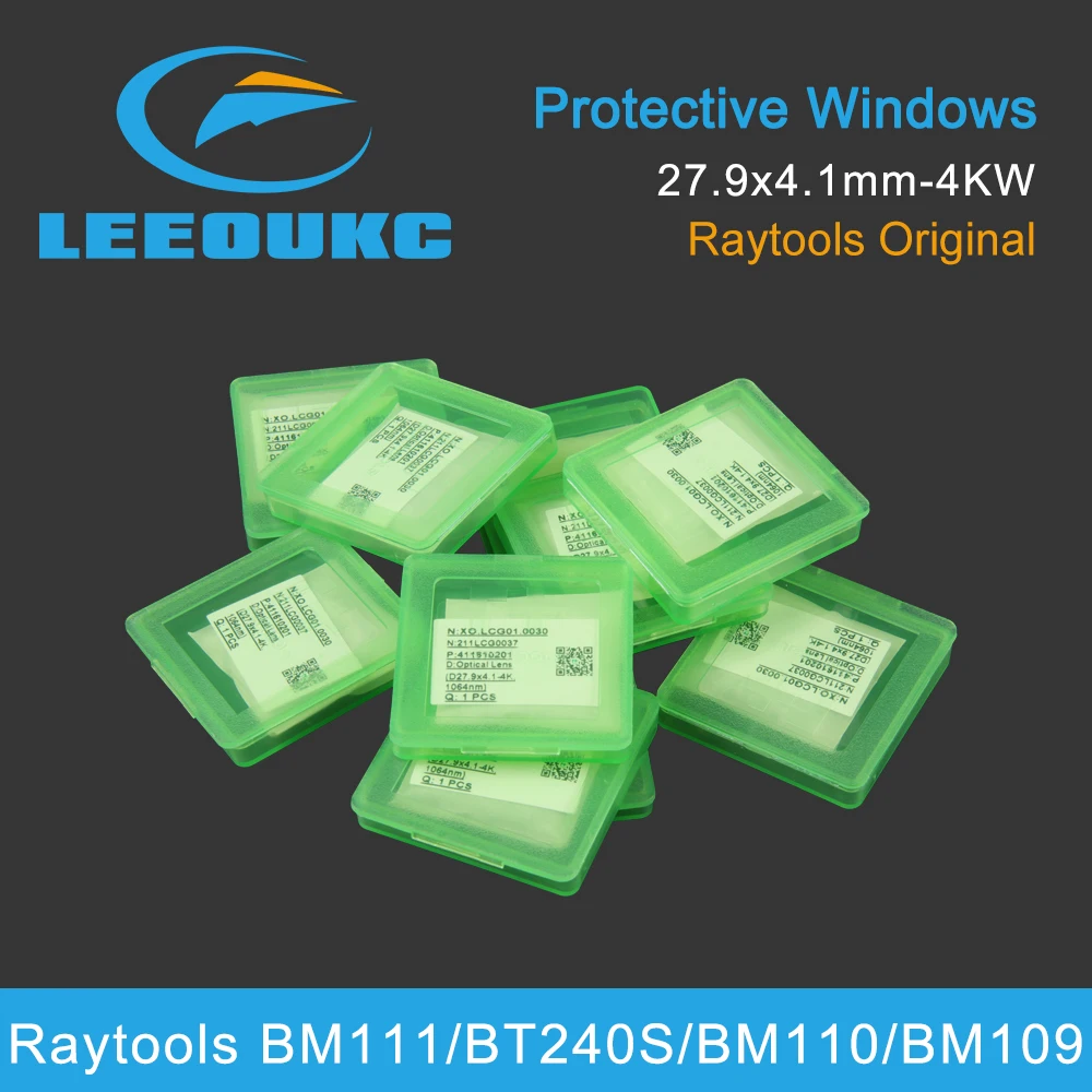 LEEOUKC 10Pcs/Lot Raytools Fiber Laser Protection Windows Lens 27.9x4.1 1064nm 211LCG0037 24.9x1.5mm 211LCG0020 For BM111/BT240S