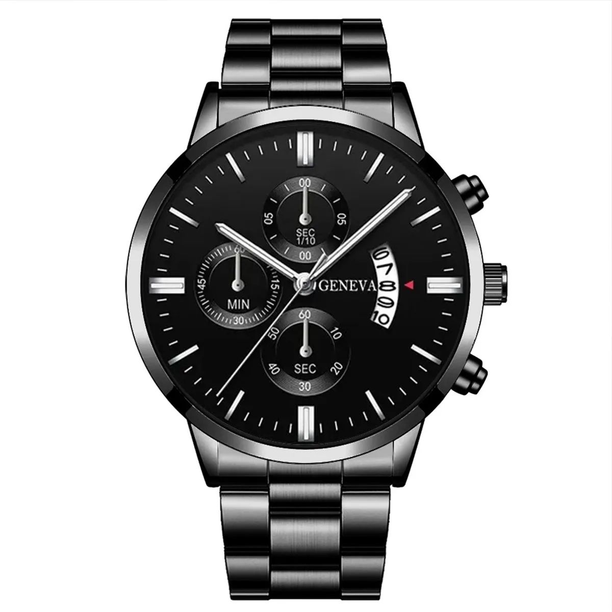 Fashion Mens Watches Luxury Black Stainless Steel Quartz Wrist Watch Man Business Watch for Men Calendar Clock Reloj Hombre