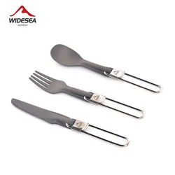 Wideea-Juego de vajilla ultraligera de aluminio para acampar, cuchara, tenedor, cuchillo, equipo de cocina para exteriores, utensilios de cocina, senderismo y Trekking