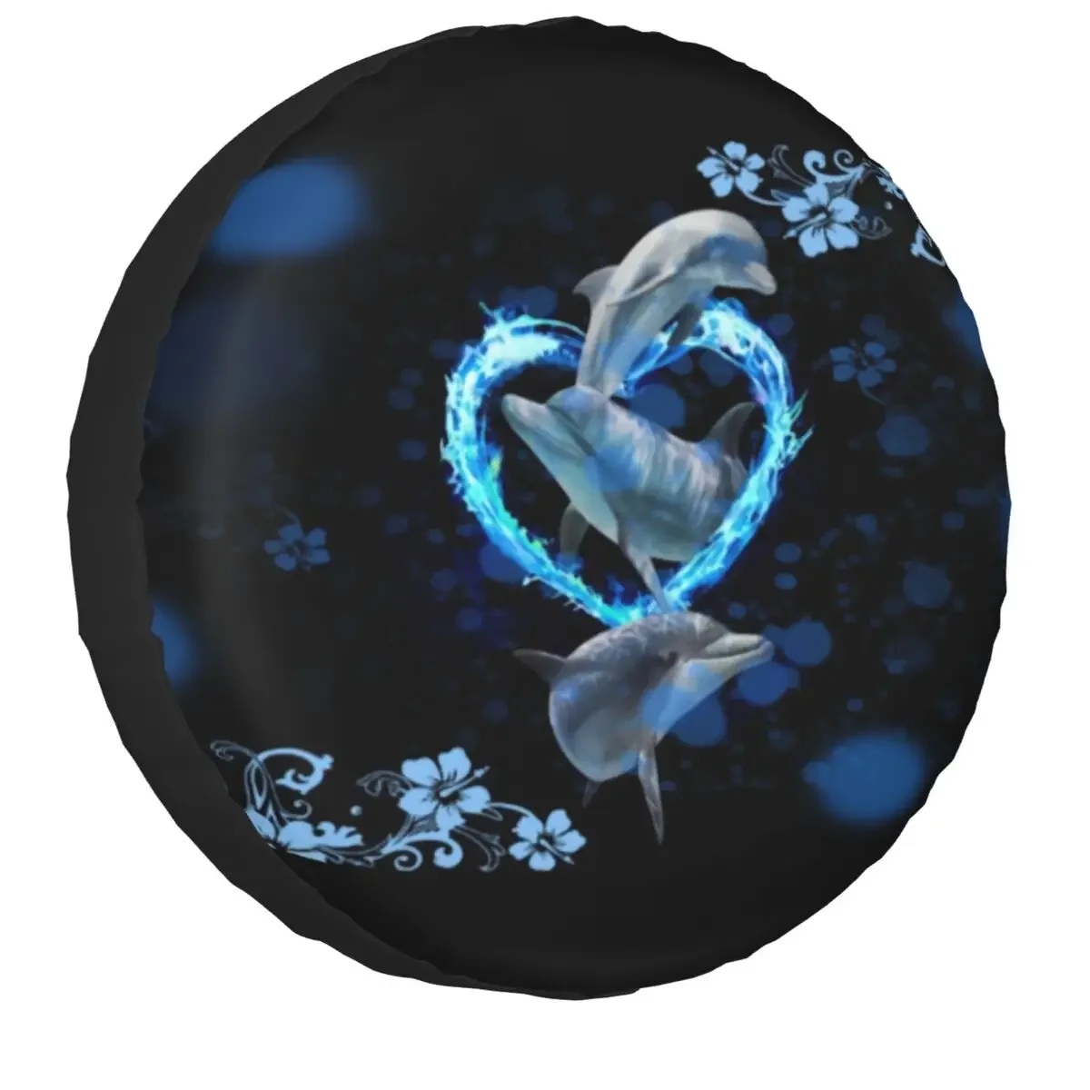 Blue Dolphins Spare Tire Cover Case for Suzuki Mitsubish Ocean Blue Sea Animal Water Whale Car Wheel Protectors Accessories