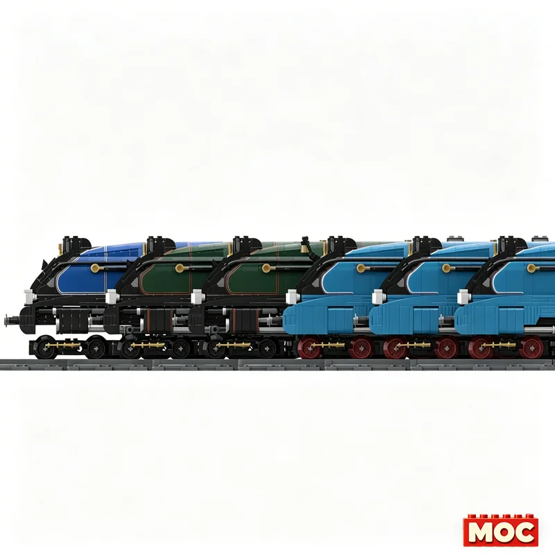 1576 Pcs LNER A4 Sir Nigel Gresley Steam Locomotive BR Blue Livery Custom Building Blocks Train Model Educational Assembly Toy view 3