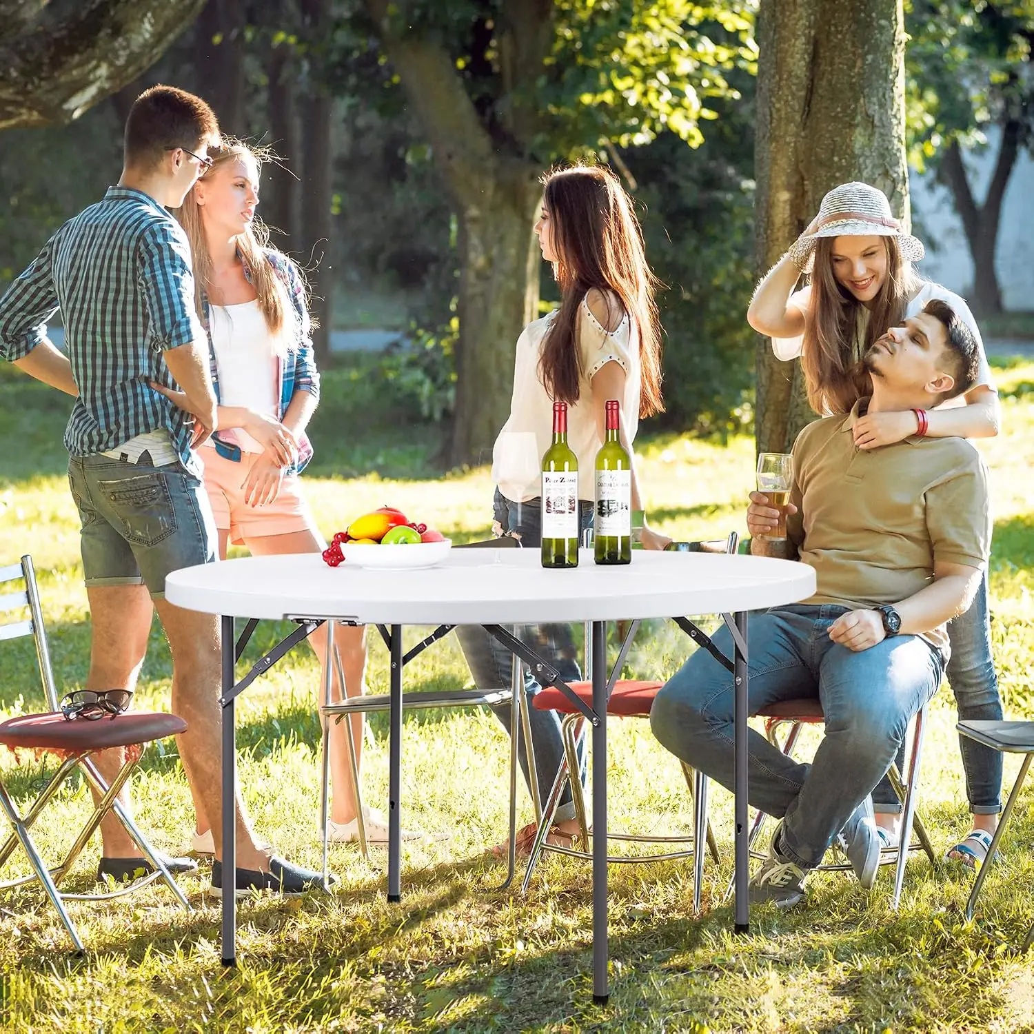 4 Foot Round Folding Card Table, 48