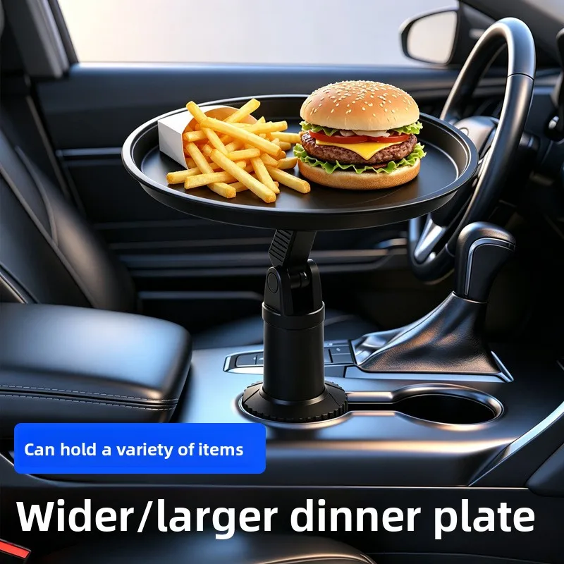 360° Rotatable Car Cup Holder Tray with Phone Mount Multifunctional Drink & Food Organizer Table for Car Interior Expandable Bas