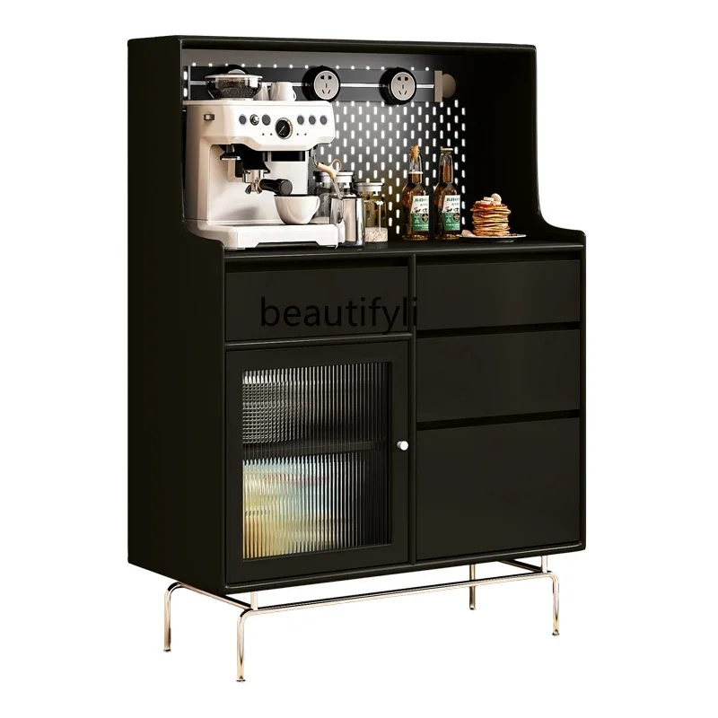 

solid wood dining side cabinet, living room tea cabinet, hole board entrance, storage, small apartment storage wine cabinet