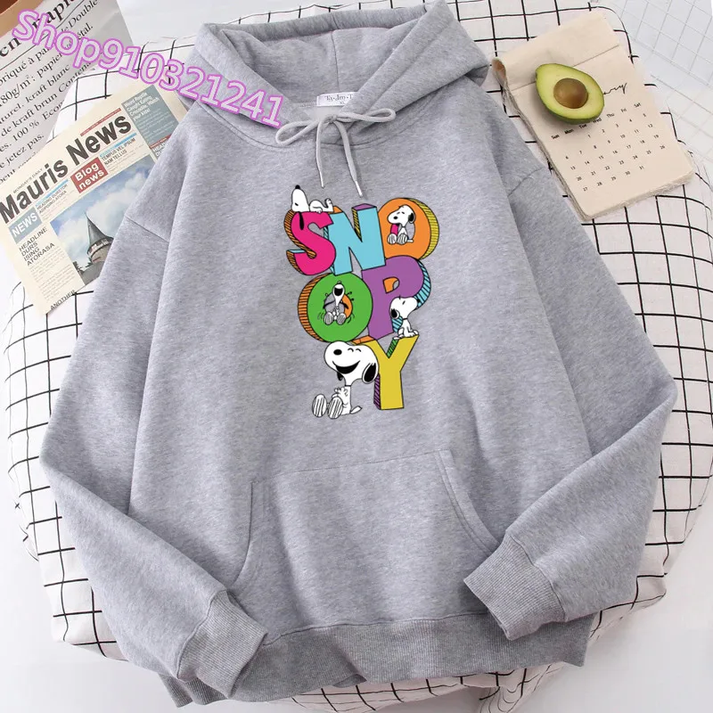 Anime Cute Printed Hoodies Women Cartoon Snoopy Y2k Korean Students Loose Sweatshirt Fashion Sweet Manga Unisex Clothing