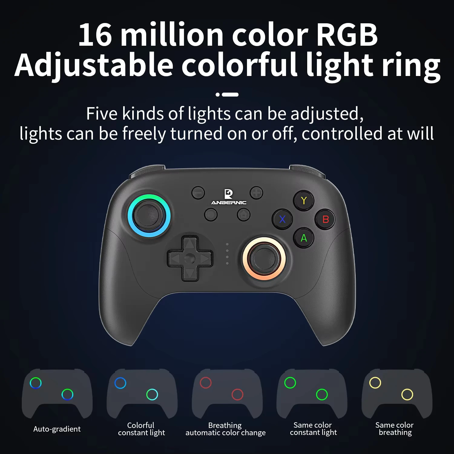 ANBERNIC RG P01 RGP01 Gamepad Wired Wireless Bluetooth RGB Hall Effect Joystick XBOX Game Controller for PC Android IOS Steam