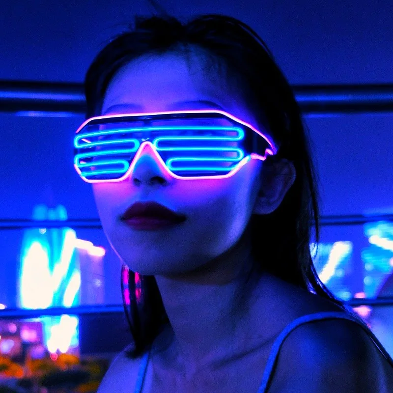 Club Dance LED Light Louver Glasses Contrast Color Neon Lamp Atmosphere Props Party Music Festival Enjoyment Fashion Accessories