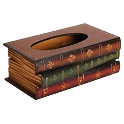 Book Shaped Vintage Tissue Box Cover Artistical Tissue Napkin Container Creative Tissue Storage Case for Bedroom Bathroom