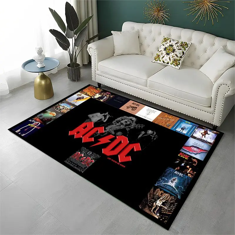 Fashion ACDC Rock Band Sign Catoon Living Room Non-Slip Area Rug Soft Carpet for Bedroom  Playroom Sofa,Home Decor Doormat