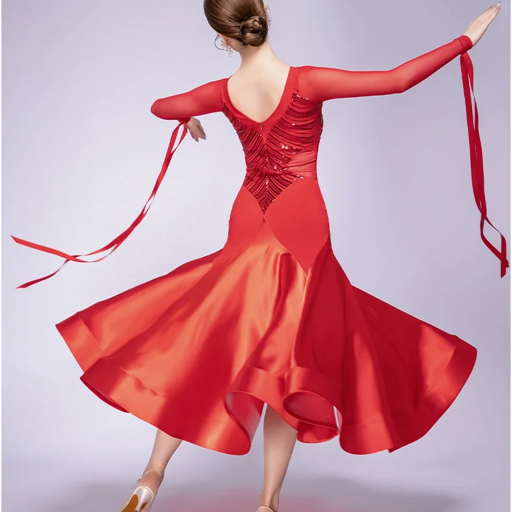 Robe de danse moderne pour femmes, nouvelle danse de salon, robe de concours de danse de salon, robe de spectacle de danse à paillettes élégante