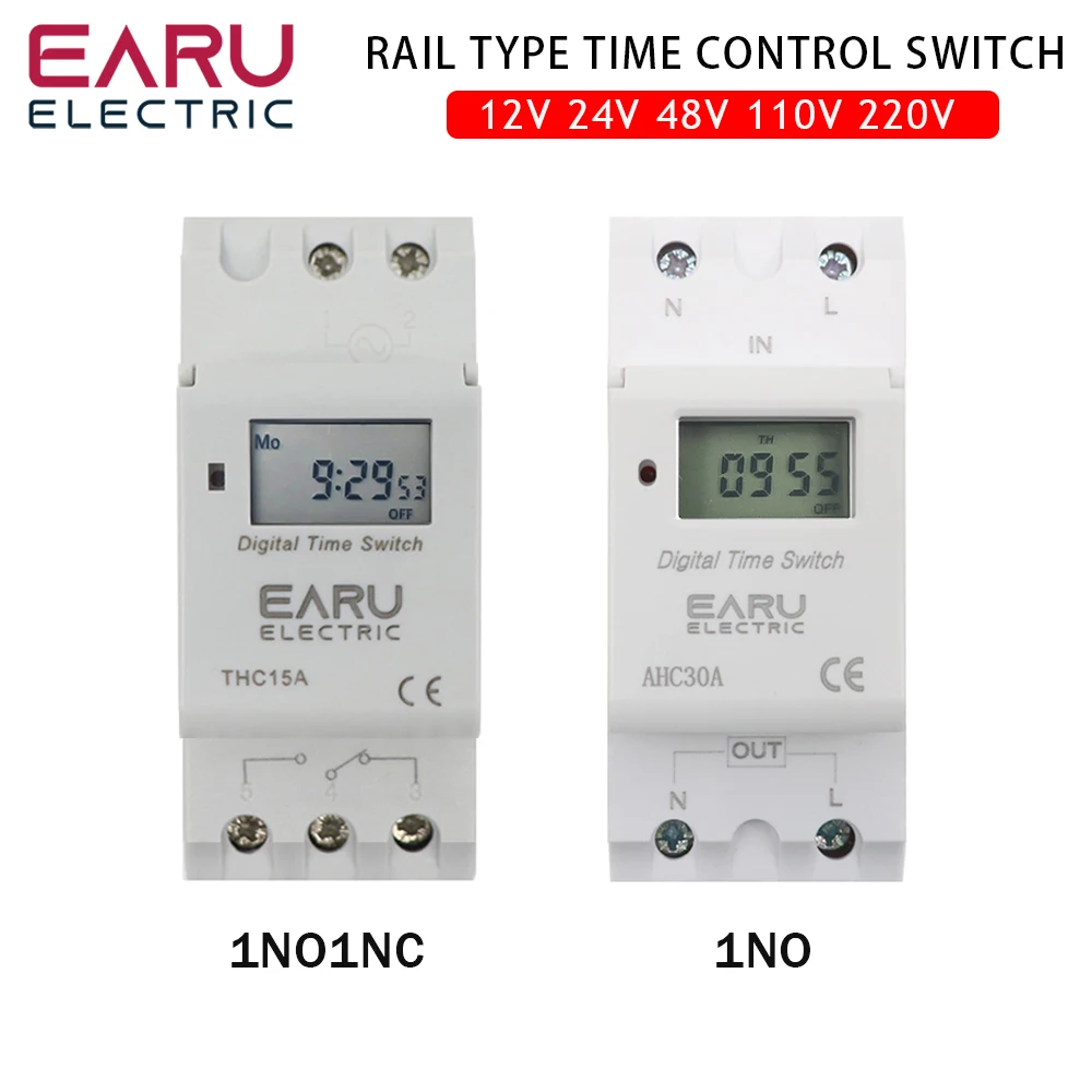 THC15A 30A New Din Rail Mount Weekly 7 Days Programmable Digital TIME SWITCH Relay Timer Control AC 12V 24V 48V 110V 220V 230V