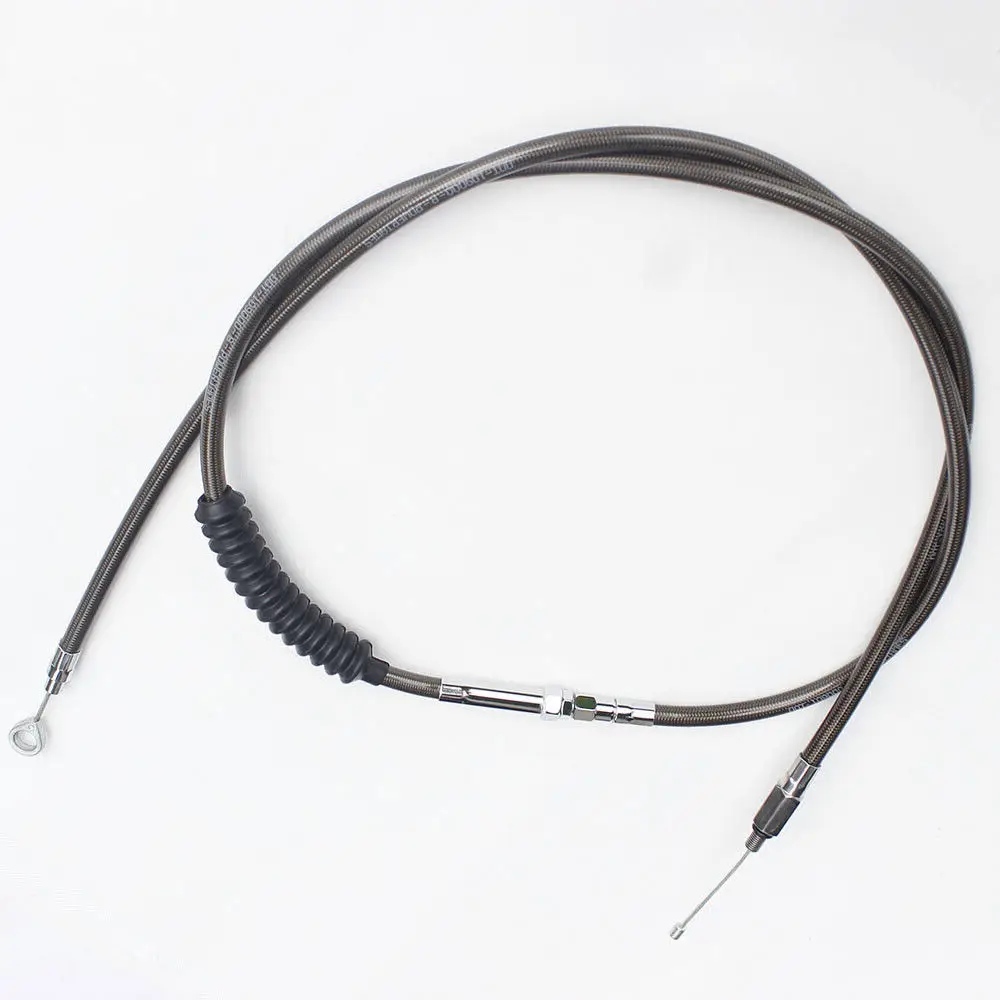 

75" 190cm Smoky Black Pearl Staineless Steel Braided Clutch Cable For Harley Touring Softail Dyna XL