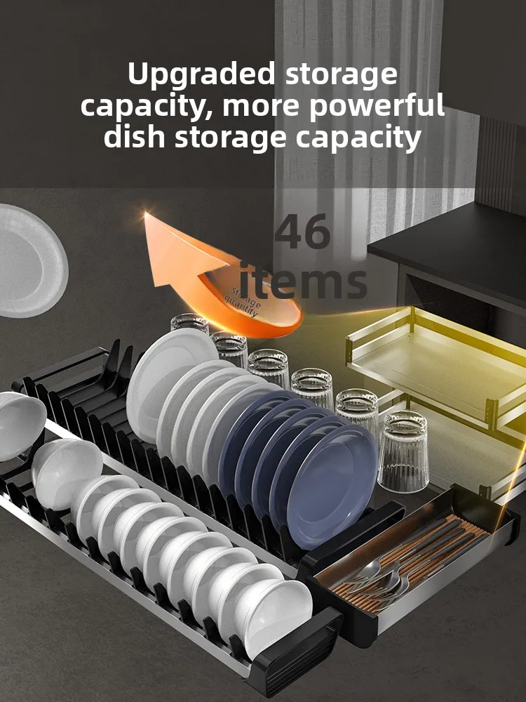 

Кухонные шкафы, выдвижная корзина для посуды из нержавеющей стали 304, двухъярусная подставка для посуды