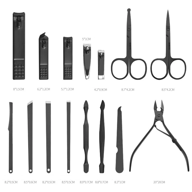 25 قطعة مجموعة مانيكير مجموعة وظائف كاملة المهنية الفولاذ المقاوم للصدأ باديكير مجموعات مقص الأظافر مع أدوات الأظافر المحمولة