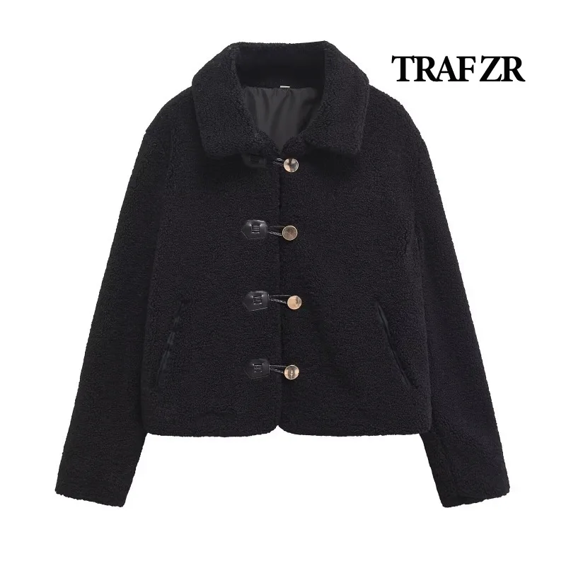 TRAF ZR Lady Jackets Autumn New Products Beige Flocking Jacket Ladies Fashion New in Coats Elegant and Pretty Women's Coats