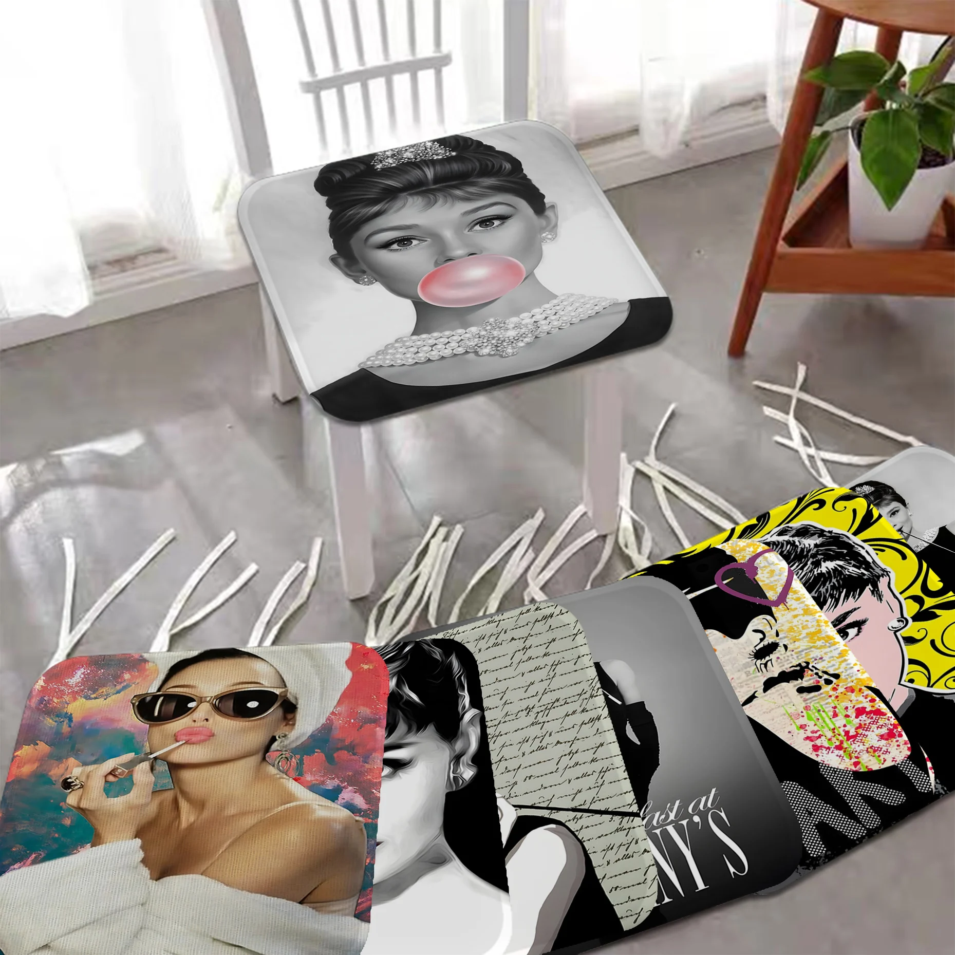 Vintage Audrey Hepburn European Sofa Mat Dining Room Table Chair Cushions Unisex Fashion Anti-slip Chair Cushions